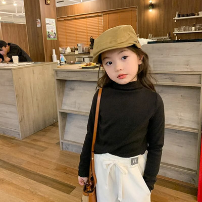 Μόδα 1 έως 10 ετών Άνοιξη Φθινόπωρο Παιδικά Παιδικά Κοριτσίστικα Μπλουζάκια Μπλουζάκια με ζιβάγκο Μασίφ μακρυμάνικο πουκάμισο με κάτω μέρος για παιδιά