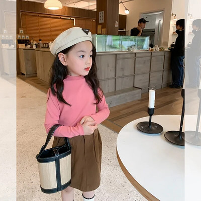 Μόδα 1 έως 10 ετών Άνοιξη Φθινόπωρο Παιδικά Παιδικά Κοριτσίστικα Μπλουζάκια Μπλουζάκια με ζιβάγκο Μασίφ μακρυμάνικο πουκάμισο με κάτω μέρος για παιδιά