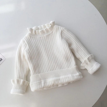 Зимни поларени пуловери за бебета и малки деца Бебешки топъл пуловер Удебелена риза за плетене за момичета Детска зимна водолазка с дълги ръкави