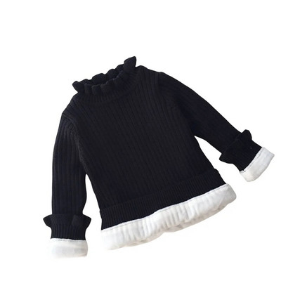 Zimski džemper od flisa za malu djecu, topli pulover za djevojčice, deblja pletena majica, dječja dolčevita zimska džempera s dugim rukavima