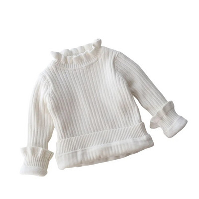 Zimski džemper od flisa za malu djecu, topli pulover za djevojčice, deblja pletena majica, dječja dolčevita zimska džempera s dugim rukavima