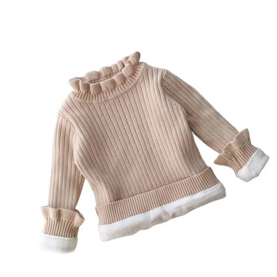 Zimski džemper od flisa za malu djecu, topli pulover za djevojčice, deblja pletena majica, dječja dolčevita zimska džempera s dugim rukavima