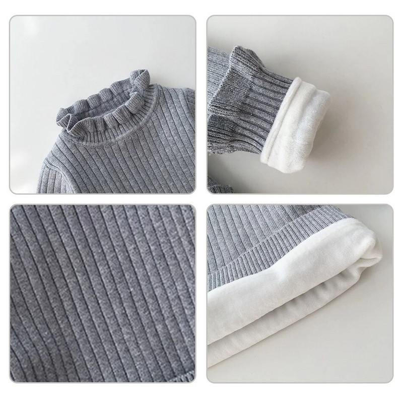 Zimski džemper od flisa za malu djecu, topli pulover za djevojčice, deblja pletena majica, dječja dolčevita zimska džempera s dugim rukavima
