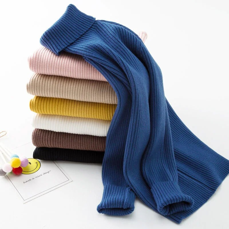 Rudens jauni zīdaiņu zēnu meiteņu džemperi ar apkakli Solid Baby bērnu džemperi Mīksti silti ar garām piedurknēm bruņurupuču apkakli ziemas džemperi trikotāžas izstrādājumi