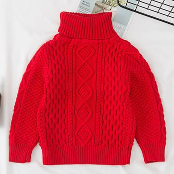 Пролетни нови пуловери за бебета, момчета, момичета, плътни детски пуловери с висока яка, меки топли зимни пуловери с висока яка и дълги ръкави