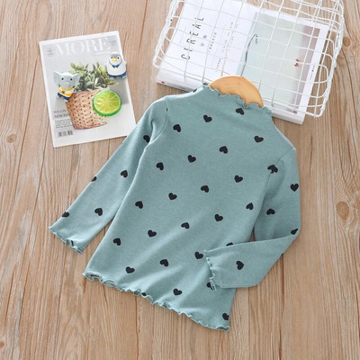 Meiteņu T-krekls ar garām piedurknēm mazuļu bērnu krekls ar apakšējo apkakli bērniem Apģērbi Jauni pavasara meiteņu topi