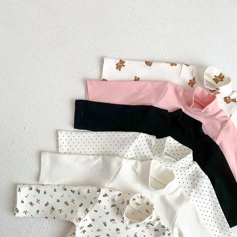 0-4 godine Pamučna dječja odjeća Majice dugih rukava s dolčevitom Majice za dječake i djevojčice Ležerna dječja majica s kratkim rukavima Jesen Proljeće Majica