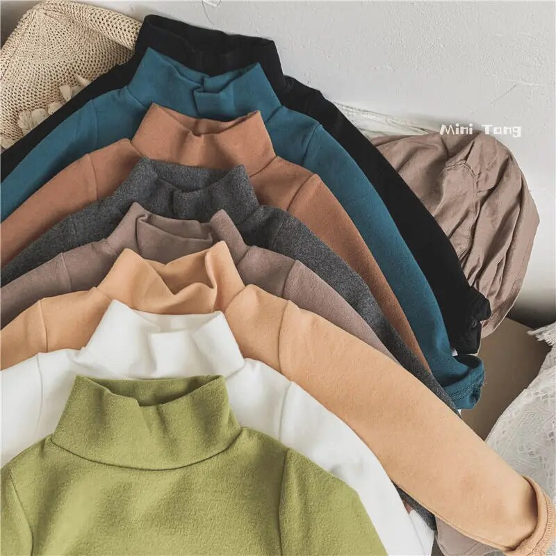 1-6-aastastele lastele poolkaelusega T-särgid, pikkade varrukatega beebipoiste tüdrukud, sügistalvised särksärgid, topid, soojad lastesärgid