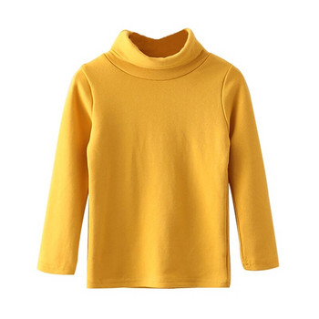 2023 Пролет Есен 2-10T години Детска бонбонена тениска със сладък дълъг ръкав и висока яка Унисекс Детска тениска с висока яка