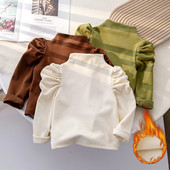 2023. aasta talvised laste tüdrukute topid puuvillasest fliisist tugeva pikkade varrukatega lihtsad tüdrukute särgid, sooja põhjaga väikelaste tüdrukute alussärgid