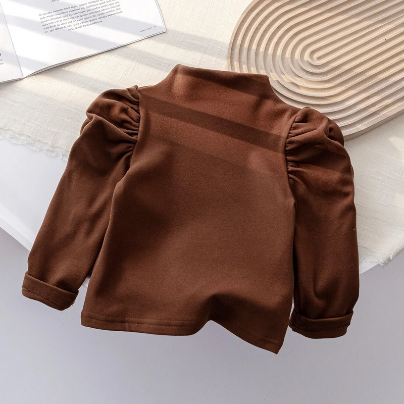 2023. aasta talvised laste tüdrukute topid puuvillasest fliisist tugeva pikkade varrukatega lihtsad tüdrukute särgid, sooja põhjaga väikelaste tüdrukute alussärgid