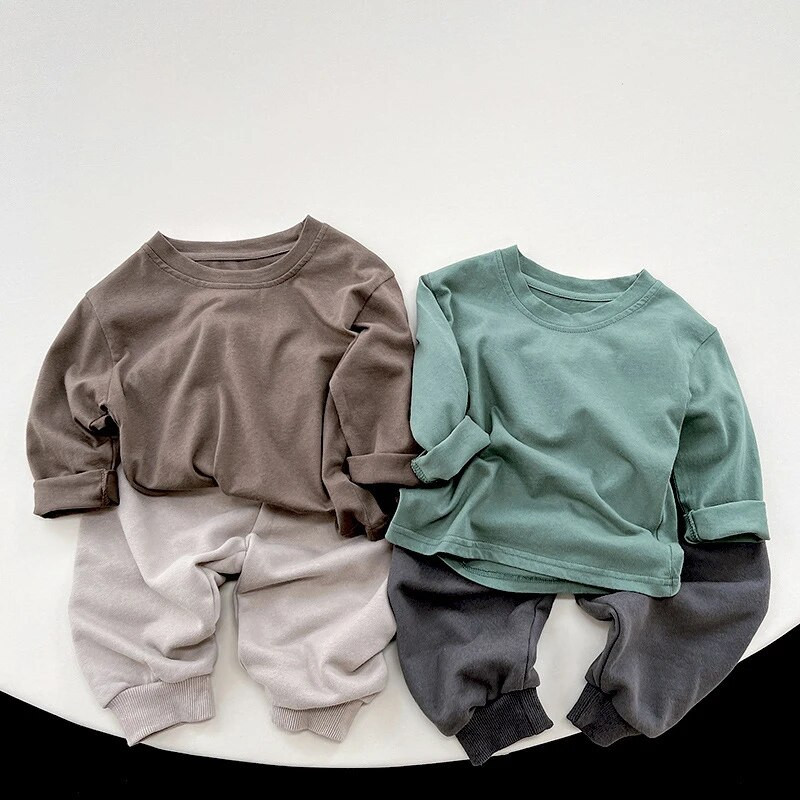 Pamuk Jednobojni 2023. Proljeće Jesen Nove dječje majice Ležerne majice dugih rukava za dječake Djevojčice Majice za malu djecu Dječja odjeća za 1-8 godina