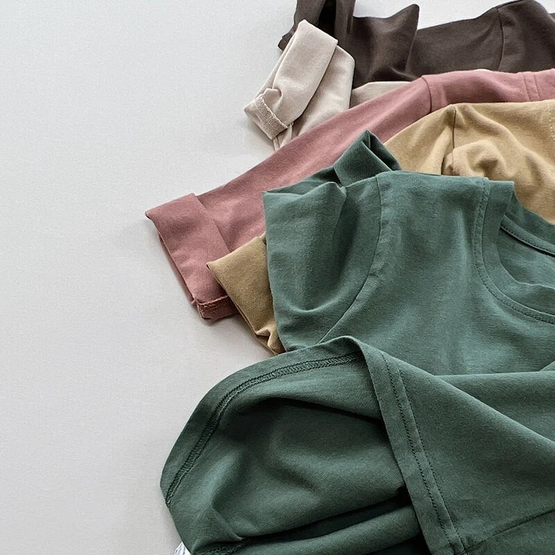 Pamuk Jednobojni 2023. Proljeće Jesen Nove dječje majice Ležerne majice dugih rukava za dječake Djevojčice Majice za malu djecu Dječja odjeća za 1-8 godina