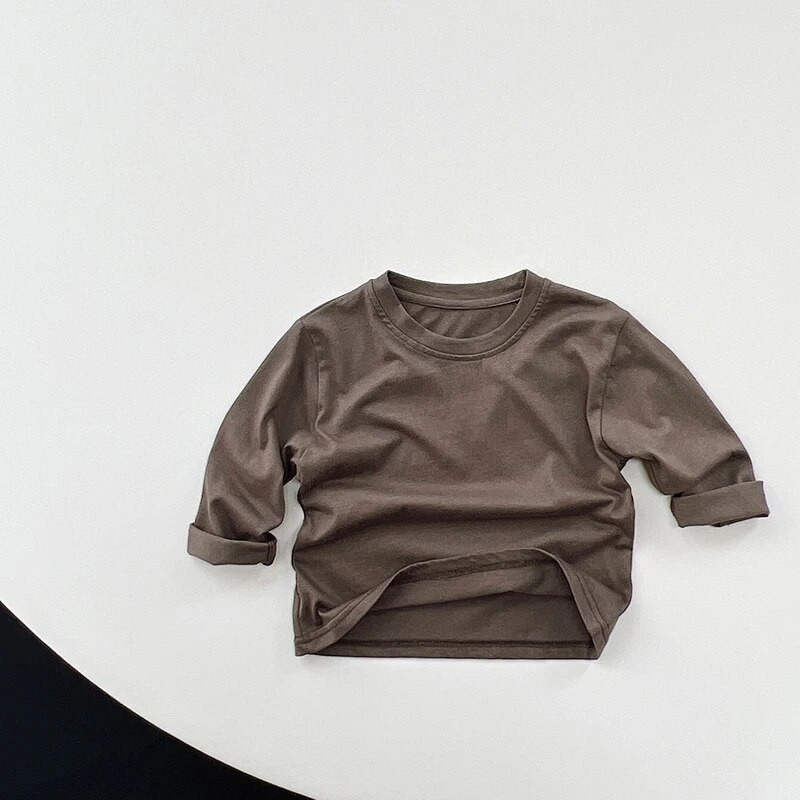 Pamuk Jednobojni 2023. Proljeće Jesen Nove dječje majice Ležerne majice dugih rukava za dječake Djevojčice Majice za malu djecu Dječja odjeća za 1-8 godina