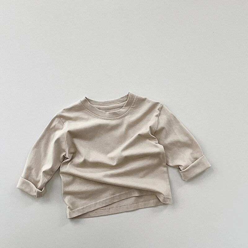 Pamuk Jednobojni 2023. Proljeće Jesen Nove dječje majice Ležerne majice dugih rukava za dječake Djevojčice Majice za malu djecu Dječja odjeća za 1-8 godina