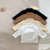 Toamnă Iarnă Moda Băiat Bebeluș Solid Grătul Cu mâneci lungi Cămașă cu fundul Fată Sugar Bumbac Casual Tricou Copii Topuri Haine