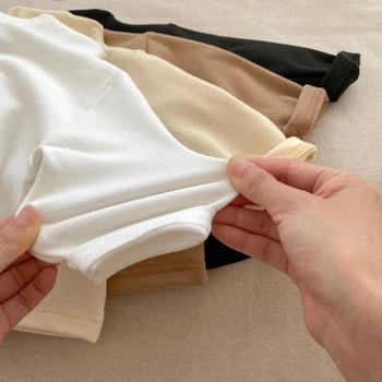 Есенно-зимна модна бебешка плътна водолазка с дълги ръкави, долна риза за момиче, бебешка памучна ежедневна тениска, детски горнища, дрехи