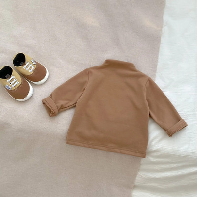 Toamnă Iarnă Moda Băiat Bebeluș Solid Grătul Cu mâneci lungi Cămașă cu fundul Fată Sugar Bumbac Casual Tricou Copii Topuri Haine
