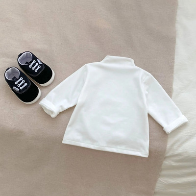 Toamnă Iarnă Moda Băiat Bebeluș Solid Grătul Cu mâneci lungi Cămașă cu fundul Fată Sugar Bumbac Casual Tricou Copii Topuri Haine