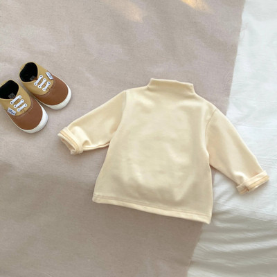 Toamnă Iarnă Moda Băiat Bebeluș Solid Grătul Cu mâneci lungi Cămașă cu fundul Fată Sugar Bumbac Casual Tricou Copii Topuri Haine