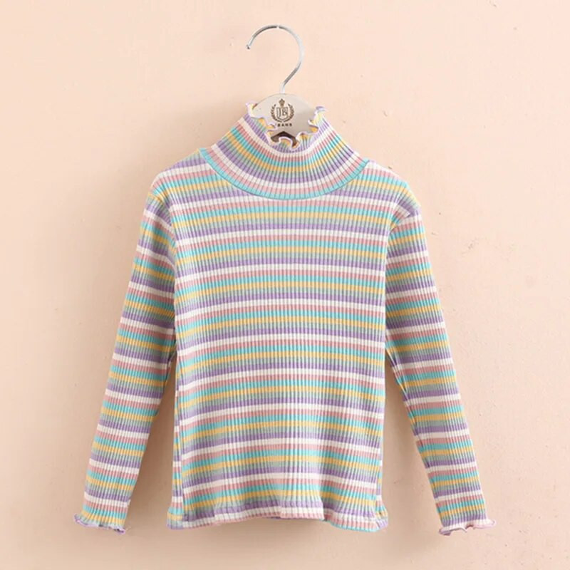 2023. Proljeće Jesen 2 3 4 5 6 8 10 12 godina Dječja šarena prugasta majica s visokim izrezom i dugim rukavima, osnovna dolčevita za djecu, djevojčice