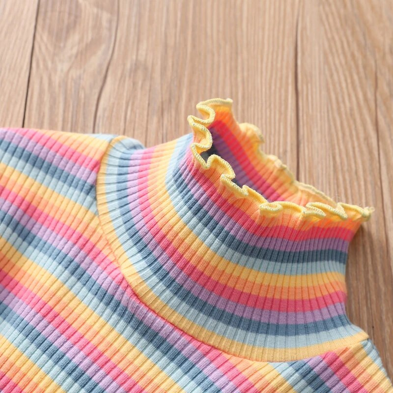 2023. Proljeće Jesen 2 3 4 5 6 8 10 12 godina Dječja šarena prugasta majica s visokim izrezom i dugim rukavima, osnovna dolčevita za djecu, djevojčice