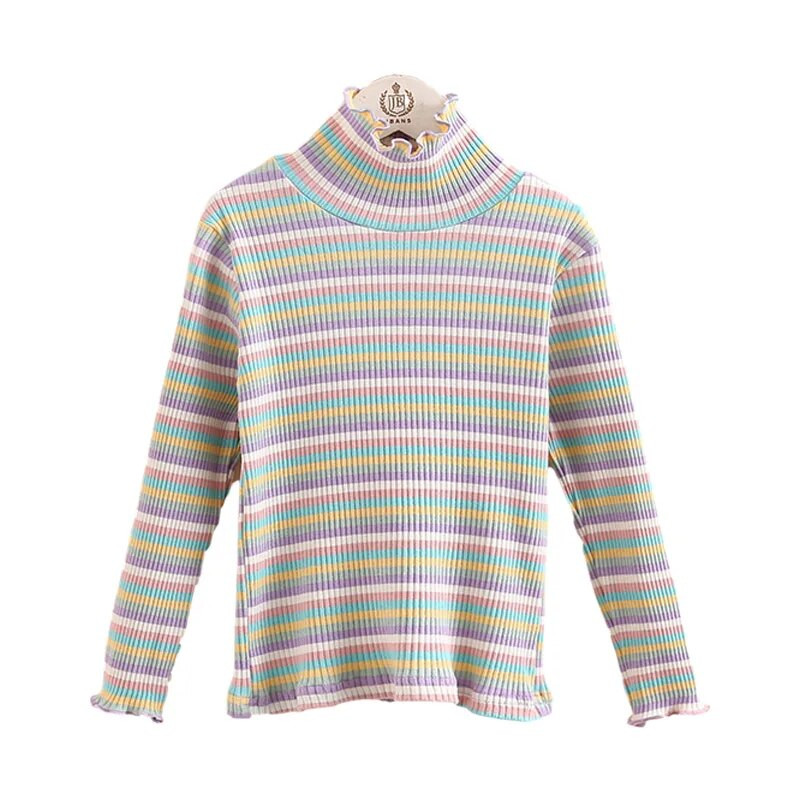 2023. Proljeće Jesen 2 3 4 5 6 8 10 12 godina Dječja šarena prugasta majica s visokim izrezom i dugim rukavima, osnovna dolčevita za djecu, djevojčice