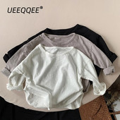 Soliidne 2023. aasta kevadsügis, uued laste T-särgid, poisid, tüdrukud, vabaaja pikkade varrukatega topid, lapsed, puuvillased särgid, 1–8-aastaste laste riided