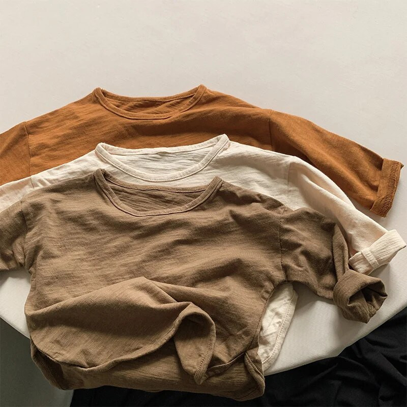 Soliidne 2023. aasta kevadsügis, uued laste T-särgid, poisid, tüdrukud, vabaaja pikkade varrukatega topid, lapsed, puuvillased särgid, 1–8-aastaste laste riided