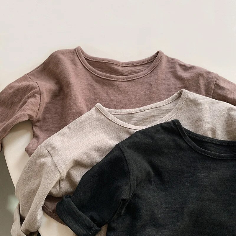 Soliidne 2023. aasta kevadsügis, uued laste T-särgid, poisid, tüdrukud, vabaaja pikkade varrukatega topid, lapsed, puuvillased särgid, 1–8-aastaste laste riided