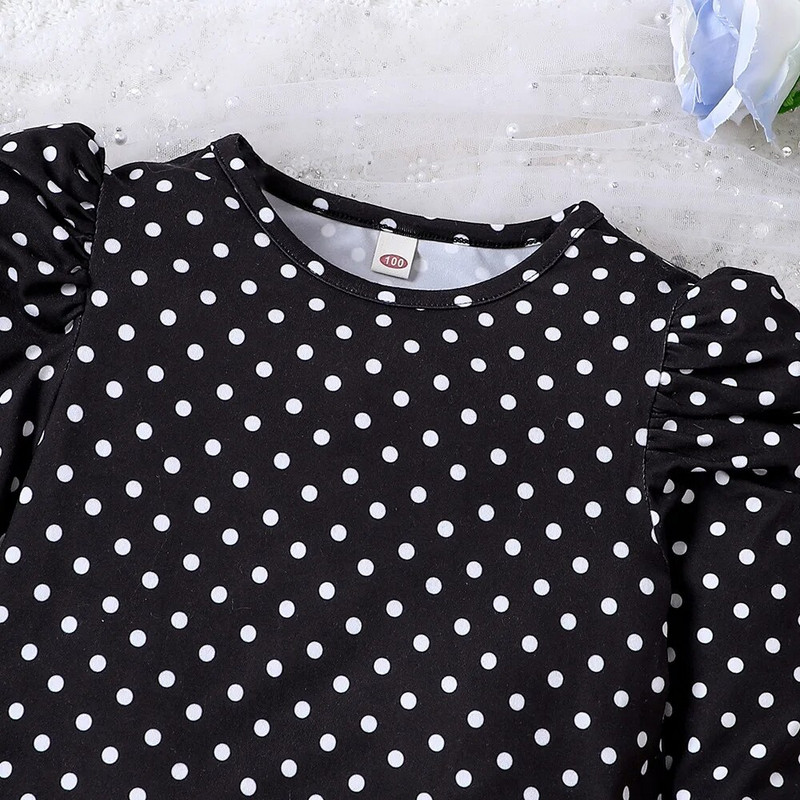 Jaunumi Pavasara bērniem ar garām piedurknēm O kakla volāni apdruka Sirds Balta Jauka Meiteņu Bērnu T-krekls Bērnu Topi Apģērbi 18M-7T