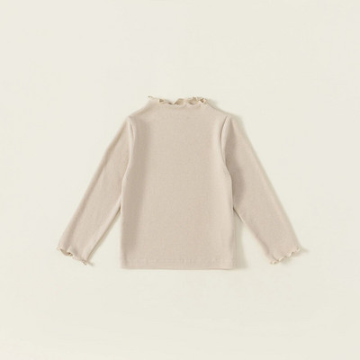 Soe fliis, soliidne 2023. aasta sügistalvise laste T-särgid, vabaaja tüdrukute pikkade varrukatega topid T-särgid Väikelaste kandmine Lasteriided vanusele 1–8 a.