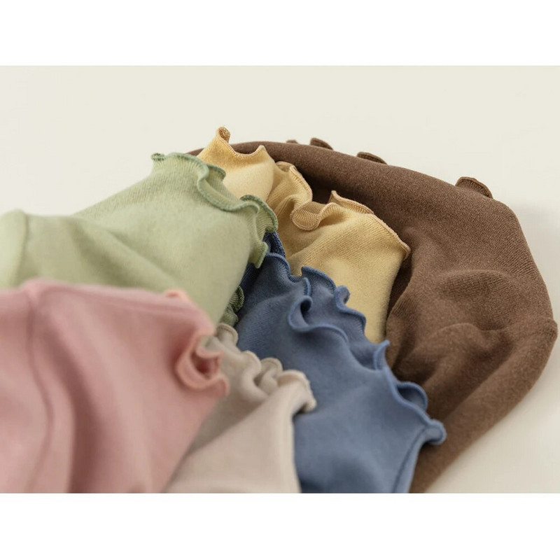 Soe fliis, soliidne 2023. aasta sügistalvise laste T-särgid, vabaaja tüdrukute pikkade varrukatega topid T-särgid Väikelaste kandmine Lasteriided vanusele 1–8 a.