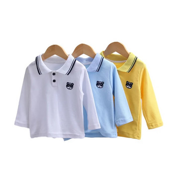 Παιδικά μπλουζάκια πόλο φθινοπωρινή άνοιξη Βρεφικά αγόρια κοριτσίστικα μπλουζάκια Μακρυμάνικο γυριστό γιακά κινουμένων σχεδίων αναπνεύσιμα παιδικά ρούχα Y20