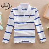 Yauamdb Laste polosärgid Kevad-Sügis 4-15a Poisid Tüdrukud Topid T-püksid Pikad varrukad Triibuline Allakäidav krae Lasteriided Ly26