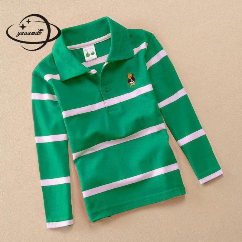 Yauamdb Laste polosärgid Kevad-Sügis 4-15a Poisid Tüdrukud Topid T-püksid Pikad varrukad Triibuline Allakäidav krae Lasteriided Ly26