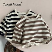 Puuvillane triibuline 2023 kevad-sügis, uued laste T-särgid, vabaaja poisid, tüdrukud, pikkade varrukatega topid T-särgid väikelapsed, lasteriided vanuses 1–8 a.