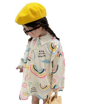 Риза с дълъг ръкав за момичета Cute Love Long Polo Shirt Baby Kids Top 2023 Пролет и есен Нова мода Детско облекло Облекло