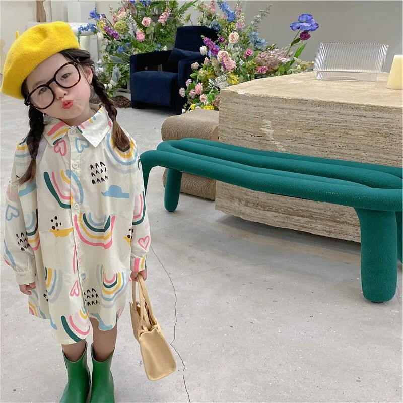 Mergaičių marškinėliai ilgomis rankovėmis Mieli meilūs ilgi polo marškinėliai kūdikiams, 2023 m. pavasario ir rudens naujos mados vaikiški drabužiai