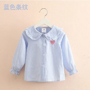 2024. aasta kevadsügis 2 3 4 5 6 8 10 aastane laste pikkade trompetivarrukatega triibuline nukukrae, puuvillane laste pluusisärk tüdrukutele