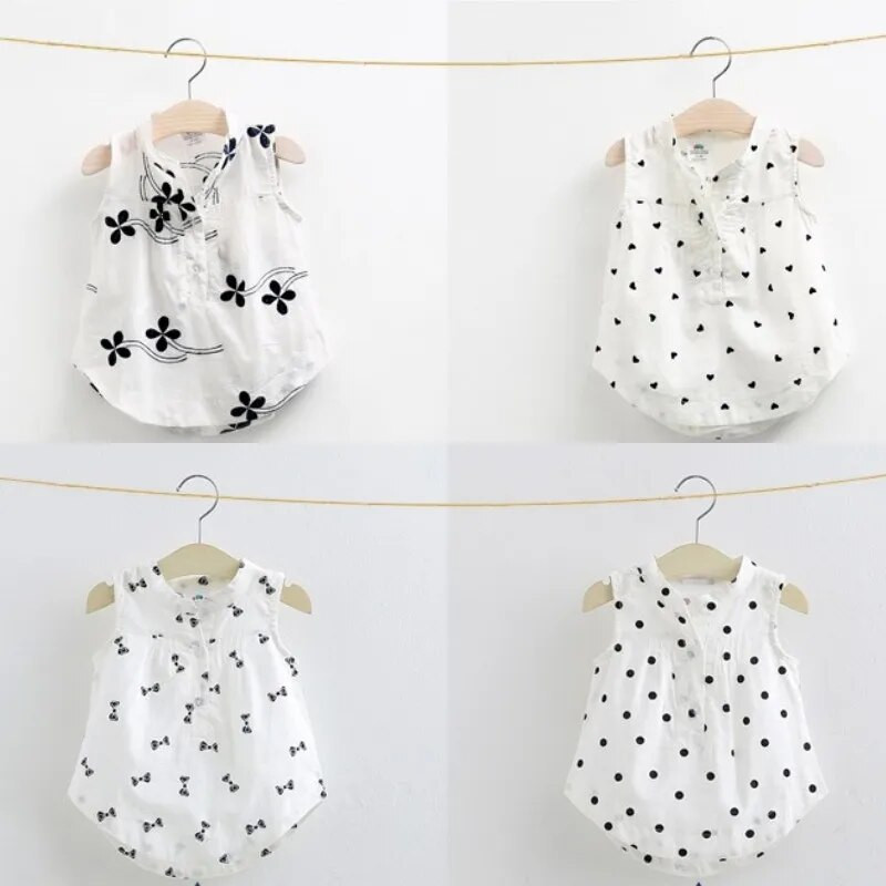 2023. aasta suvi 2 3 4 5 6 8 10 aastane laste valge lilleline täistrükiga puuvillane mandariini krae varrukateta beebile mõeldud tüdrukute pluusisärk