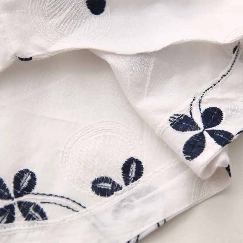 2023. aasta suvi 2 3 4 5 6 8 10 aastane laste valge lilleline täistrükiga puuvillane mandariini krae varrukateta beebile mõeldud tüdrukute pluusisärk