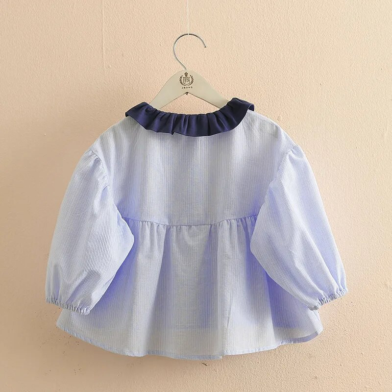 2023. Proljeće Jesen 2 3 4 5 6 8 10 godina Dječja odjeća Peter Pan kragna Prugasta bluza dugih rukava Košulja za djecu, djevojčice