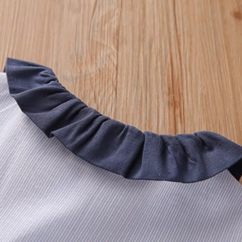 2023. Proljeće Jesen 2 3 4 5 6 8 10 godina Dječja odjeća Peter Pan kragna Prugasta bluza dugih rukava Košulja za djecu, djevojčice