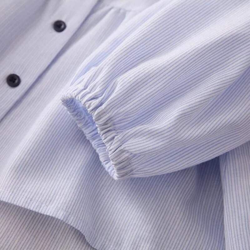 2023. Proljeće Jesen 2 3 4 5 6 8 10 godina Dječja odjeća Peter Pan kragna Prugasta bluza dugih rukava Košulja za djecu, djevojčice