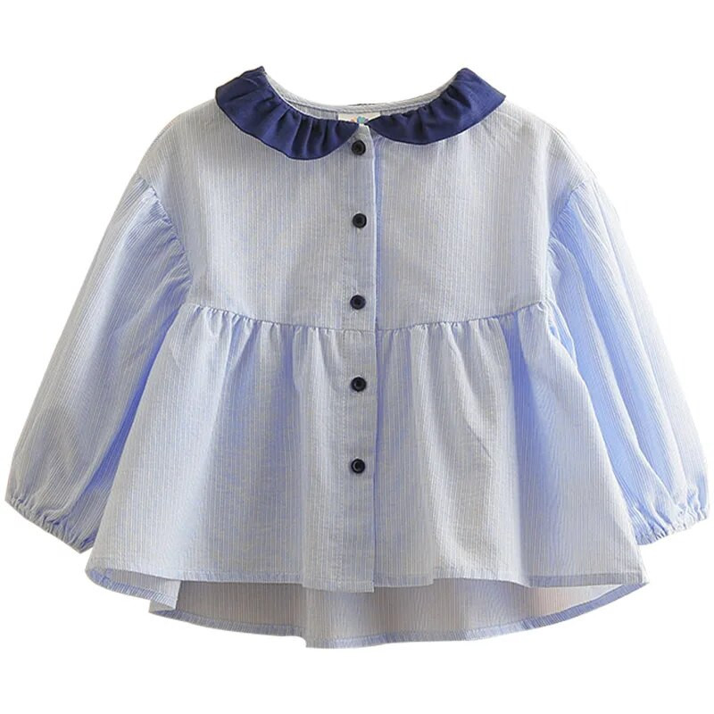 2023. Proljeće Jesen 2 3 4 5 6 8 10 godina Dječja odjeća Peter Pan kragna Prugasta bluza dugih rukava Košulja za djecu, djevojčice