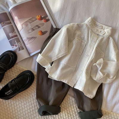 2023. gada pavasaris, rudens, drēbes, meitenes, zēni, jauns ikdienas krekls ar garām piedurknēm, pogām, bērniem, bērniem, brīvajam laikam, jaciņa blūze 80-140 cm