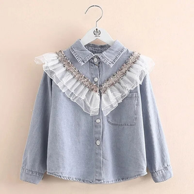 2024. Novo proljeće jesen 2 3 4 5 6 8 10 godina Dječja odjeća Traper bluza dugih rukava na okretni izrez za djecu, djevojčice