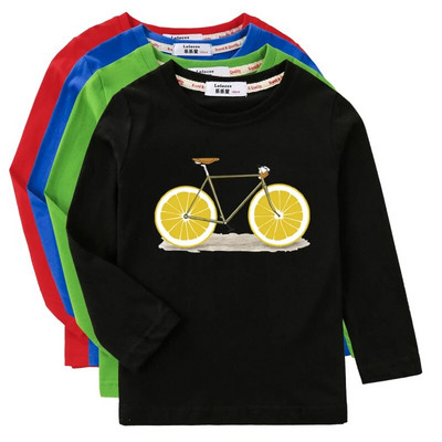 Aimi Lakana Ризи с дълъг ръкав Детска тениска Fruit Bicycle Boy Girls Cotton Tops Забавни велосипедни дрехи Пролет Есен Тениски 3T-14T