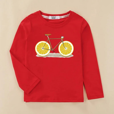 Aimi Lakana Cămăși cu mânecă lungă Tricou cu bicicletă cu fructe pentru copii, băieți, fete, topuri din bumbac, haine amuzante pentru biciclete, primăvară, toamnă, tricouri 3T-14T